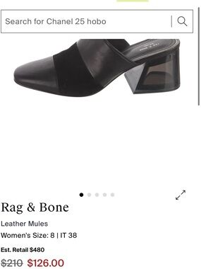 rag & bone Black Leather Block Heel Mules